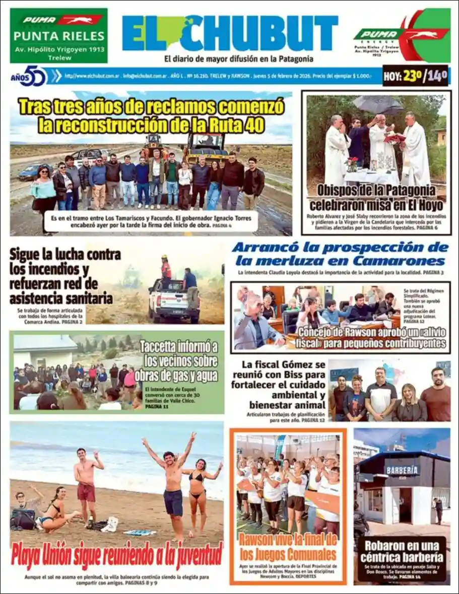 Evolucion Streaming | FM TENTACIÓN BRAGADO - Tapa del diario El Chubut