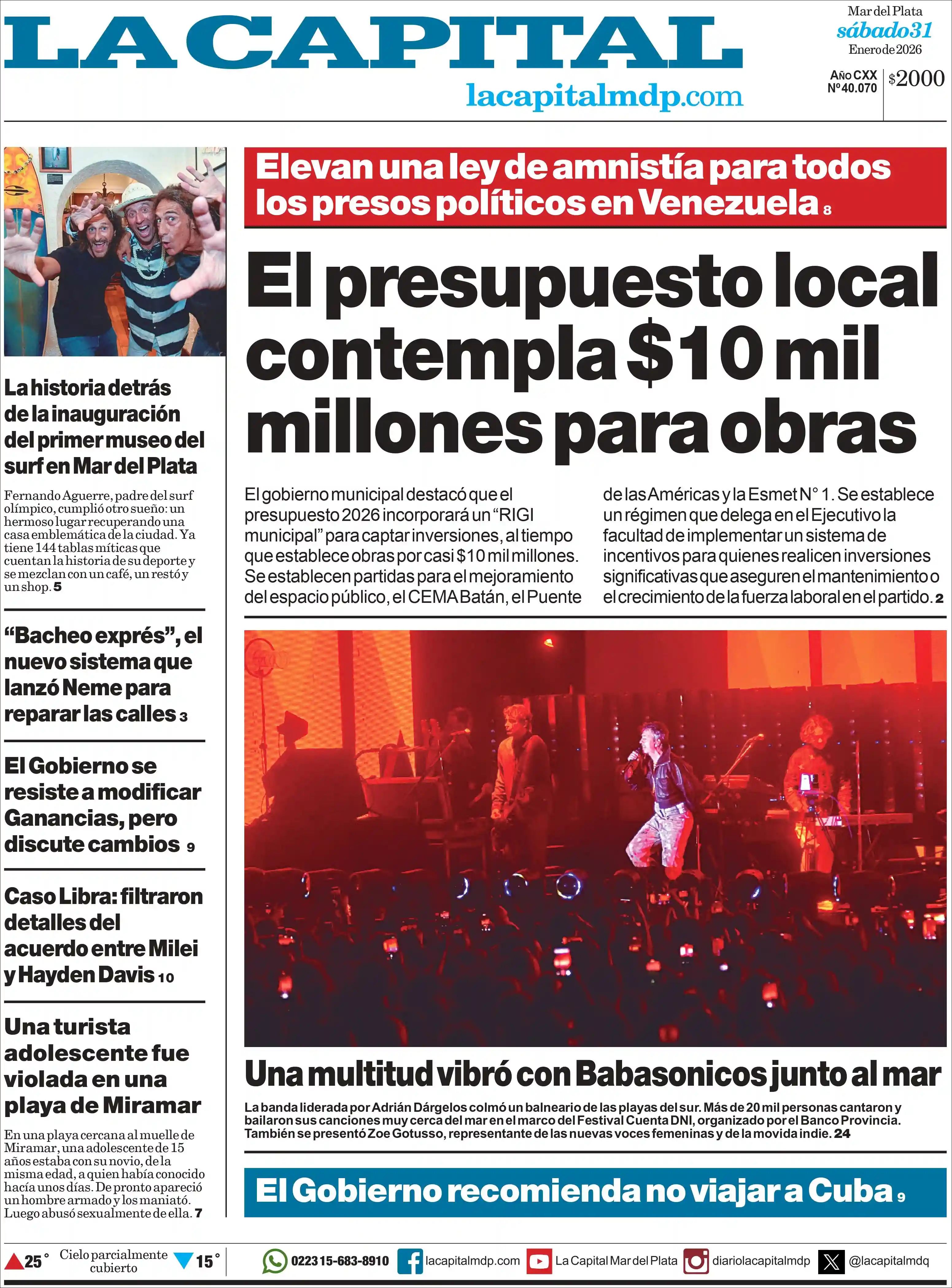 Evolucion Streaming | FM TENTACIÓN BRAGADO - Tapa del diario La Capital